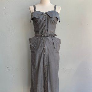1950s Silver Gray Wiggle Dress 3 Piece Set